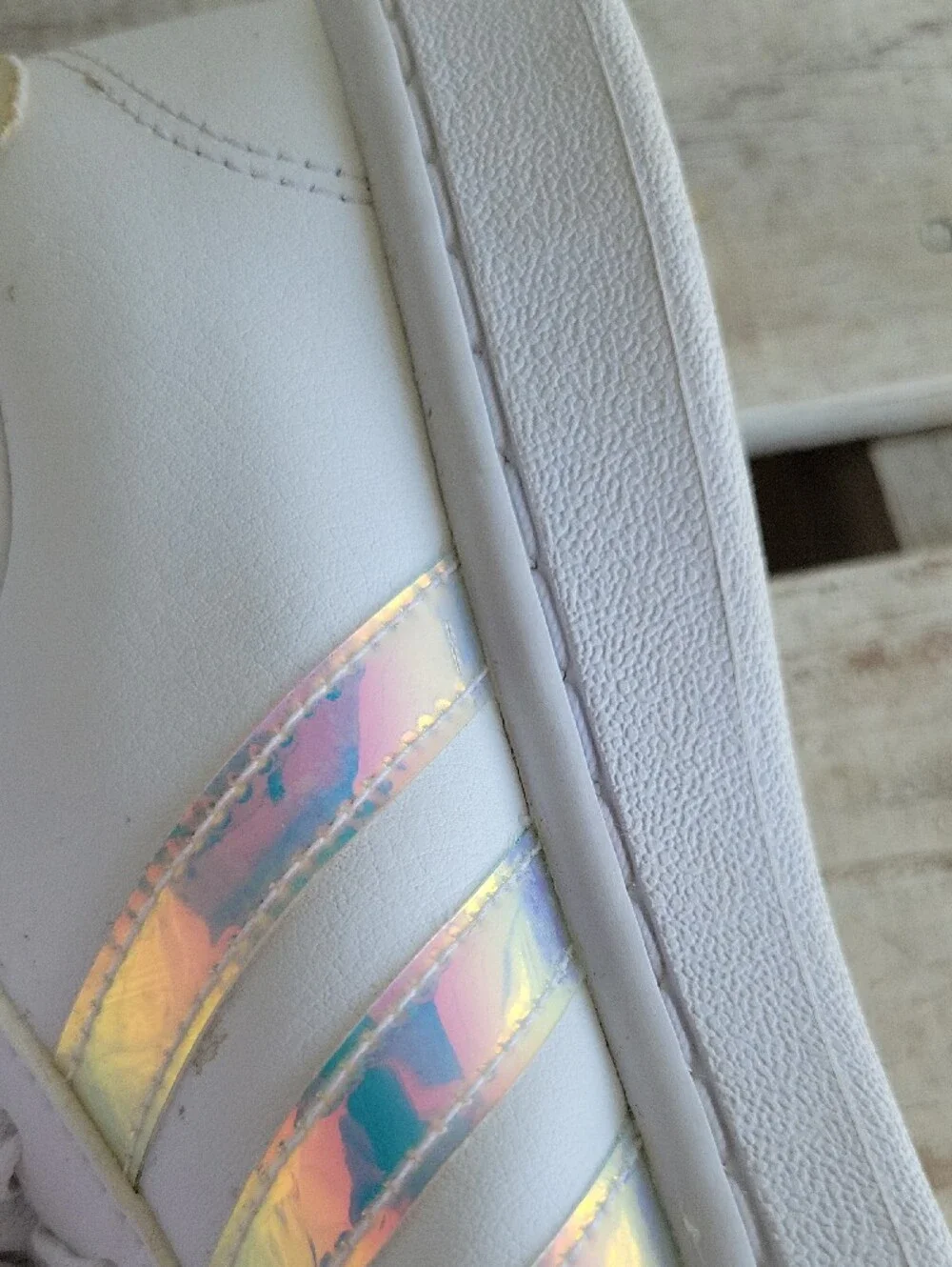 adidas  Cloud Foam White Women’s Sneakers with Iridescent Stripe Accents